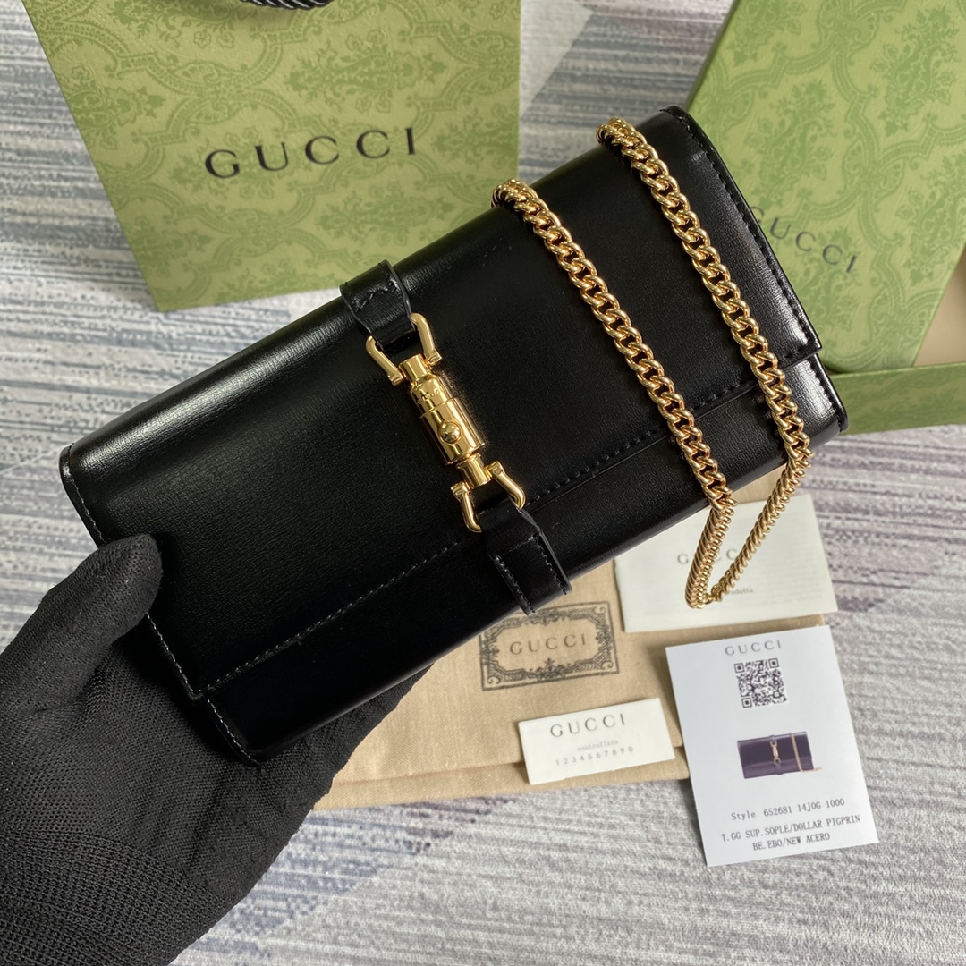 Gucci Jackie 1961 Chain Wallet 652681 Black